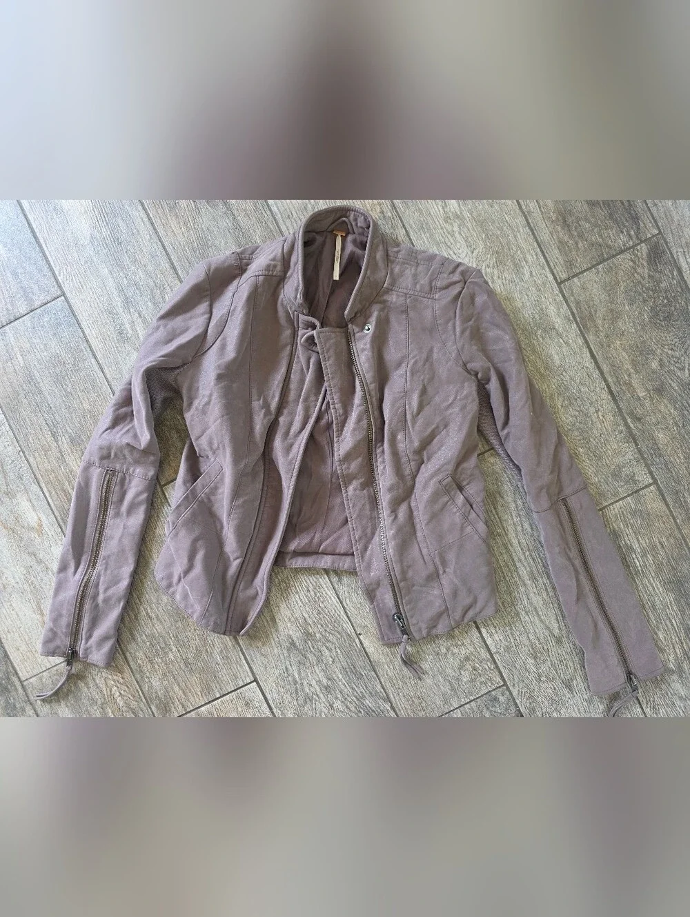 Free People Moto Asymmetric Zip Jacket Sz 0 XS - Picture 1 of 4